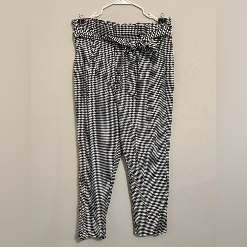 H&M Paperbag Houndstooth Work Pants Size 10